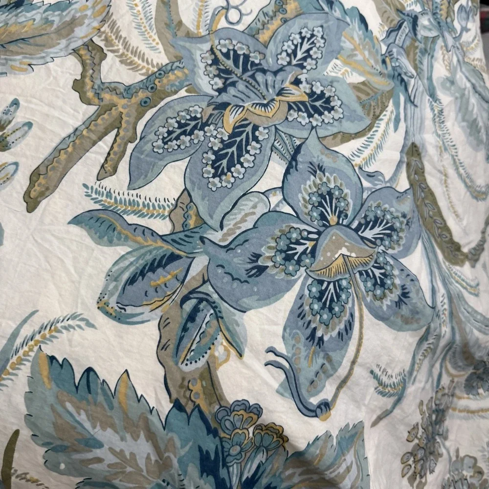 Pottery Barn Sydney Palampore Duvet Cover King Organic Cotton Botanical Blue